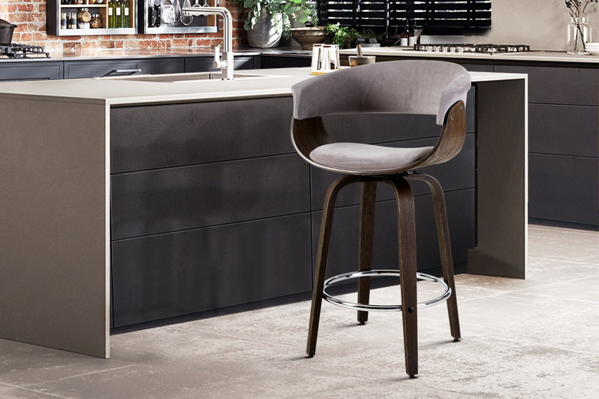 Bar Stool Wooden Dining Chair Grey