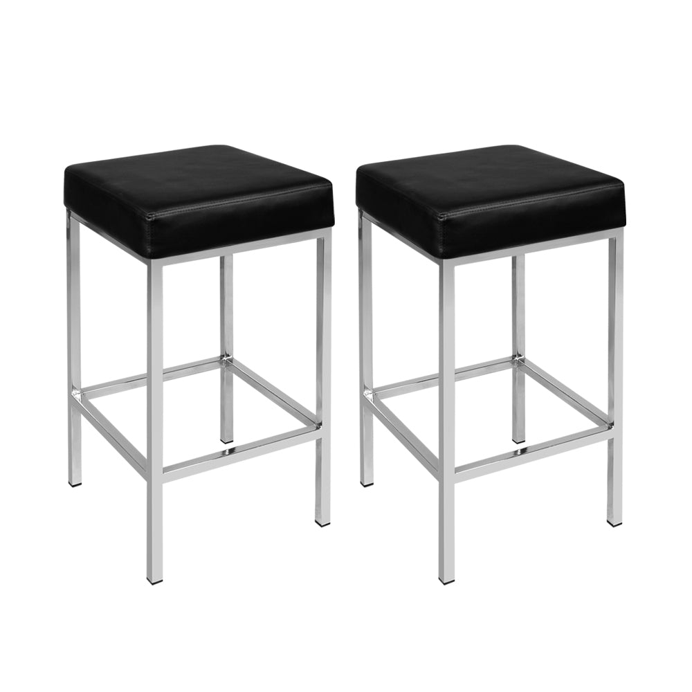 Set of 2 PU Leather Backless Bar Stools - Melbourne Home & Living