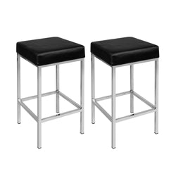 Set of 2 PU Leather Backless Bar Stools - Melbourne Home & Living