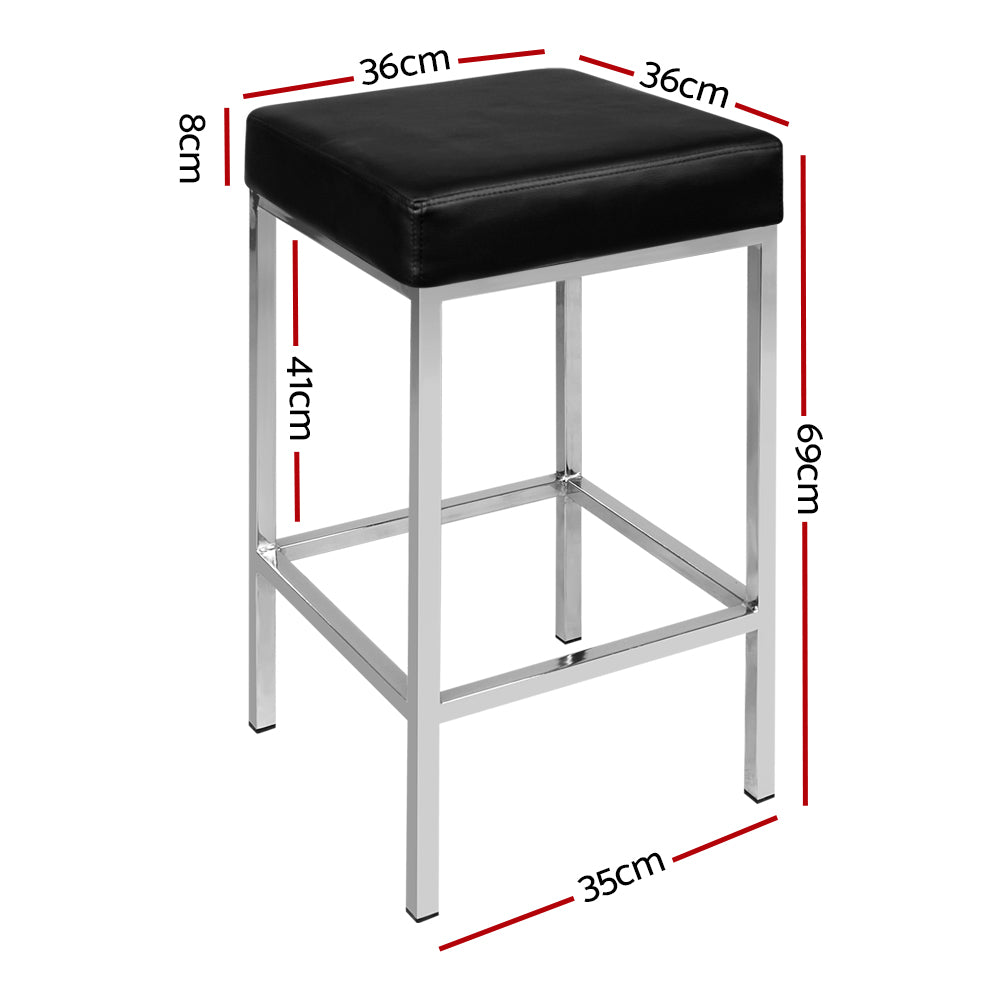 Set of 2 PU Leather Backless Bar Stools - Melbourne Home & Living