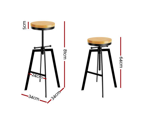 Adjutable Height Swivel Bar Stool - Black - Melbourne Home & Living