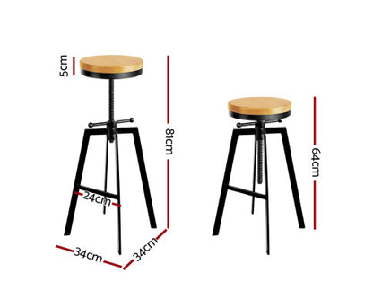 Adjutable Height Swivel Bar Stool - Black - Melbourne Home & Living