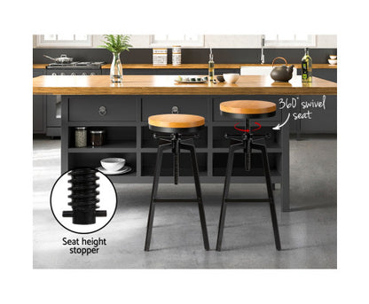 Adjutable Height Swivel Bar Stool - Black - Melbourne Home & Living