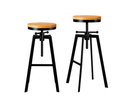 2x Vintage Bar Stools Kitchen Stool Industrial Barstools Metal Swivel