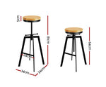 2x Vintage Bar Stools Kitchen Stool Industrial Barstools Metal Swivel