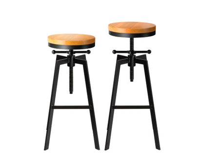 2x Vintage Bar Stools Kitchen Stool Industrial Barstools Metal Swivel