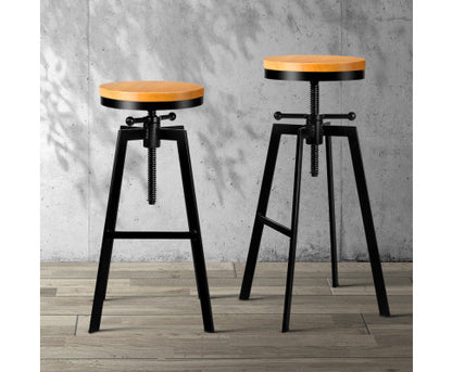 2x Vintage Bar Stools Kitchen Stool Industrial Barstools Metal Swivel