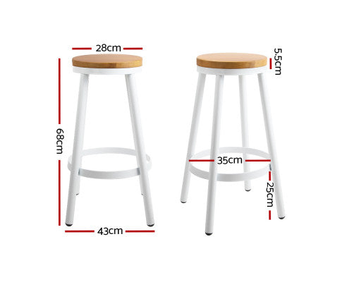 Set of 2 Wooden Stackable Bar Stools - Melbourne Home & Living