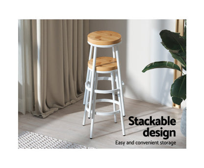 Set of 2 Wooden Stackable Bar Stools - Melbourne Home & Living