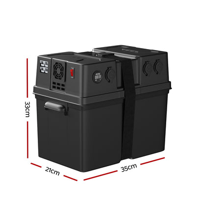 Giantz Battery Box 300W Inverter Deep Cycle Battery Portable Caravan Camping Usb