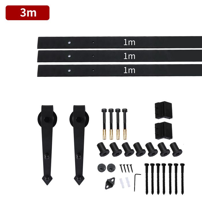 Sliding Barn Wood Door Hardware Kit Carbon Steel Single