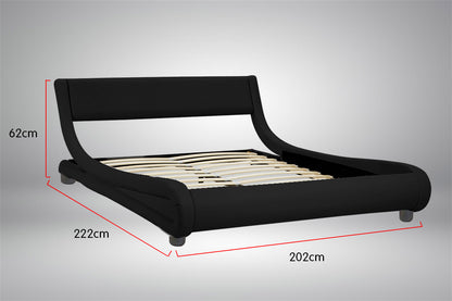 King Size Faux Leather Curved Bed Frame - Black