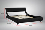 King Size Faux Leather Curved Bed Frame - Black