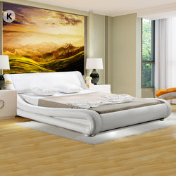 King Size Faux Leather Curved Bed Frame - White