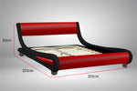 King Size Faux Leather Curved Bed Frame - Red