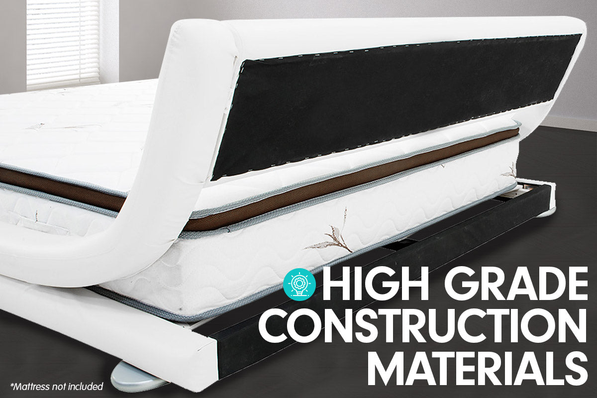 King Size Faux Leather Curved Bed Frame - White