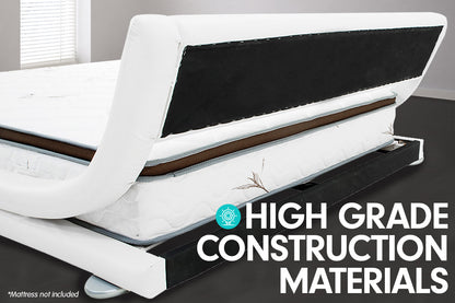 King Size Faux Leather Curved Bed Frame - White