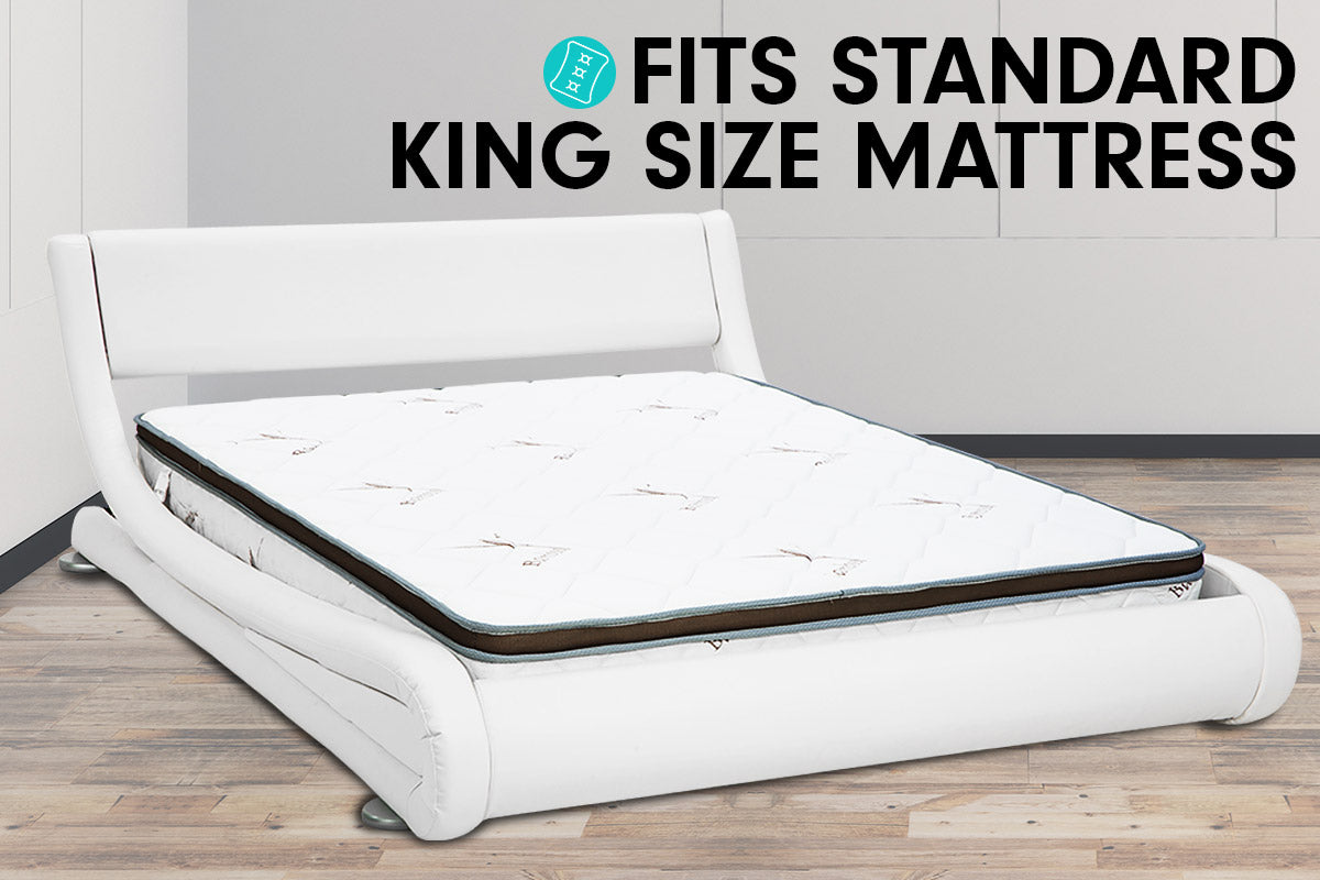 King Size Faux Leather Curved Bed Frame - White
