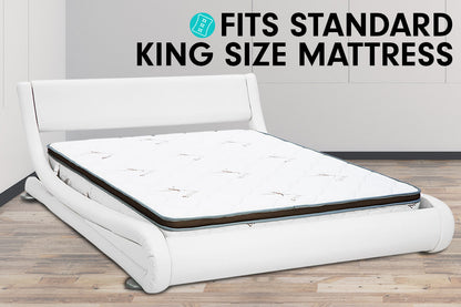 King Size Faux Leather Curved Bed Frame - White