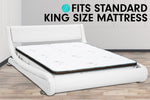 King Size Faux Leather Curved Bed Frame - White