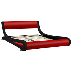 Queen Size Faux Leather Curved Bed Frame - Red