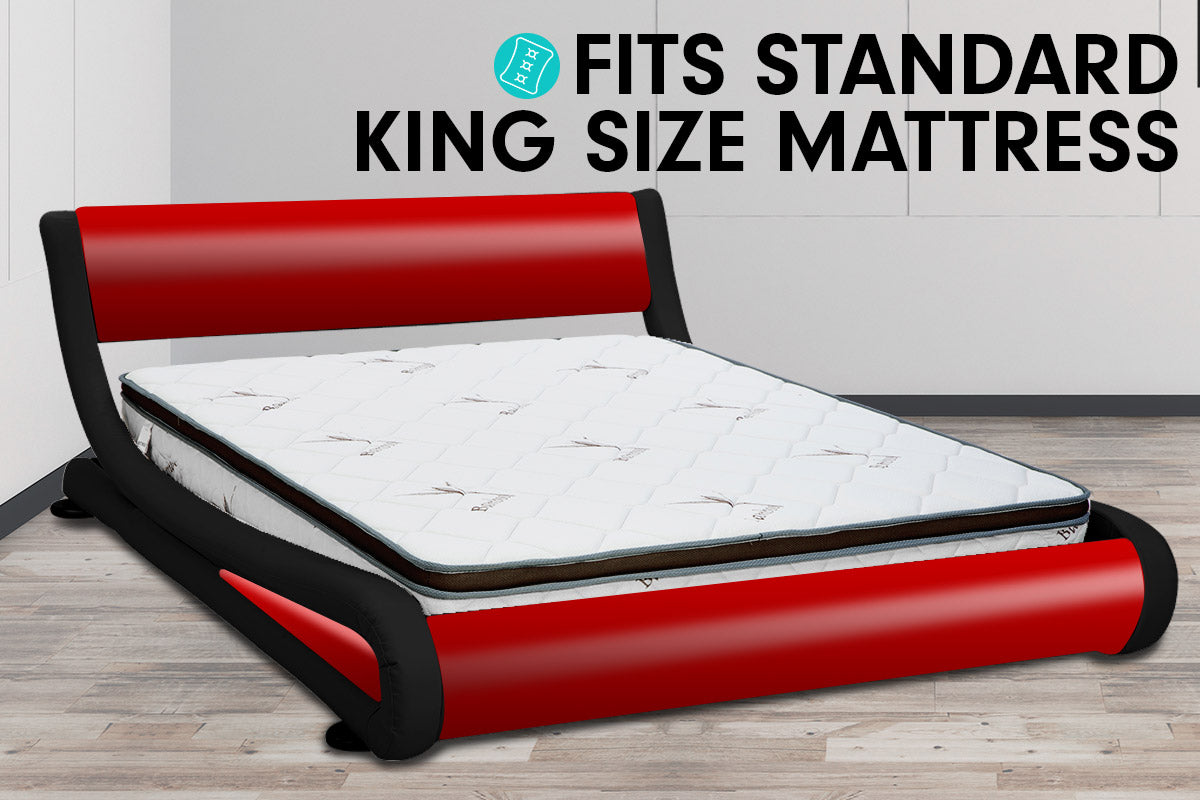 Queen Size Faux Leather Curved Bed Frame - Red