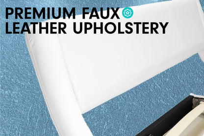 Queen Size Faux Leather Curved Bed Frame - White