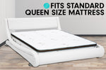 Queen Size Faux Leather Curved Bed Frame - White