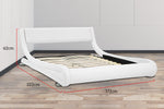 Queen Size Faux Leather Curved Bed Frame - White