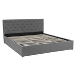 King Fabric Gas Lift Bed Frame with Headboard - Dark Grey