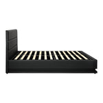Double Bed Frame, RBG Mattress Base with Gas Lift and Storage Space Black