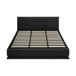 King Bed Frame, RBG Mattress Base with Gas Lift and Storage Space Black