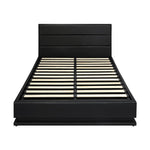 Queen Bed Frame, RBG Mattress Base with Gas Lift and Storage Space Black