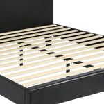 Bed Frame RGB LED Queen Size Mattress Base Platform Wood Slat Leather