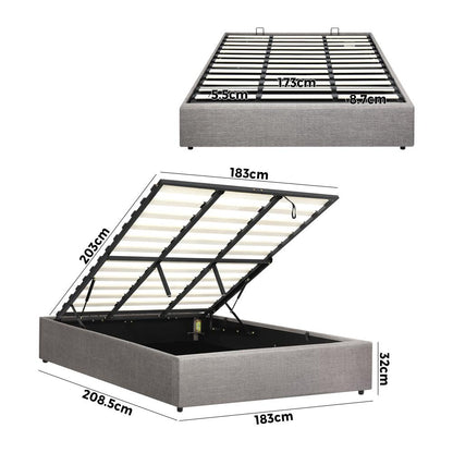 King Bed Frame Mattress Base with Lift Gas Beige