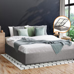 Queen Bed Frame Mattress Base with Lift Gas Beige