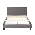 Bed Frame Double Size Mattress Base Platform Wooden Slats Grey Fabric
