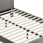 Bed Frame Double Size Mattress Base Platform Wooden Slats Grey Fabric