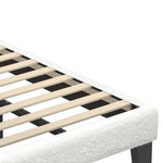 King Single Bed Frame with Wooden Slats and Boucle Fabric Bed Base Mattress Platfrom White