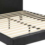 Bed Frame Queen Size Base Mattress Platform Leather Wooden Slats Black