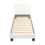 Single Bed Frame with Wooden Slats and Boucle Fabric Bed Base Mattress Platfrom White
