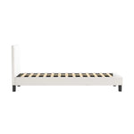 Single Bed Frame with Wooden Slats and Boucle Fabric Bed Base Mattress Platfrom White