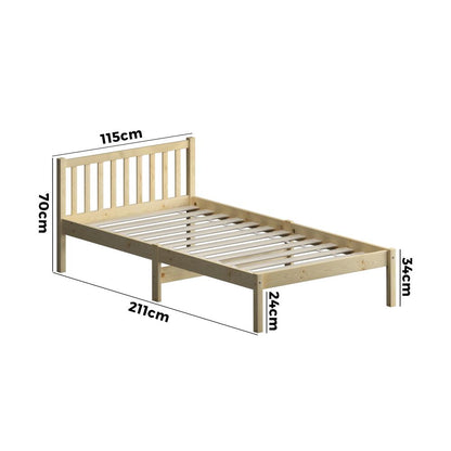 Bed Frame King Single Size Wood Timber Mattress Base Platform Headboard