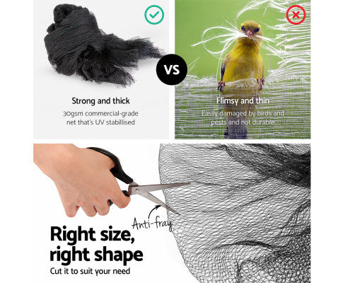 Bird Netting Net Anti Pest Commercial Fruit Trees Plant 10x20m -Black
