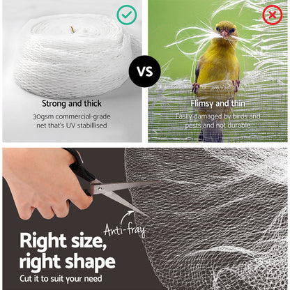 Bird Netting Net Anti Pest Commercial Fruit Trees Plant 5x10m 30GSM White