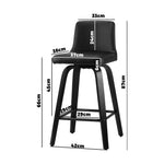 2x Bar Stool Swivel Kitchen Wooden Dining Chair Barstools Leather Black