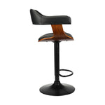 Wooden Bar Stools Kitchen Swivel Chairs Bar Stool Leather Black x1