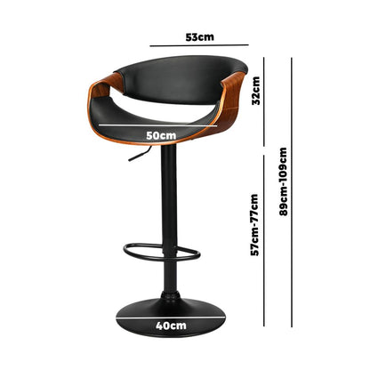 Bar Stools  Swivel Chair Kitchen Gas Lift Wooden Bar Stool Leather x1