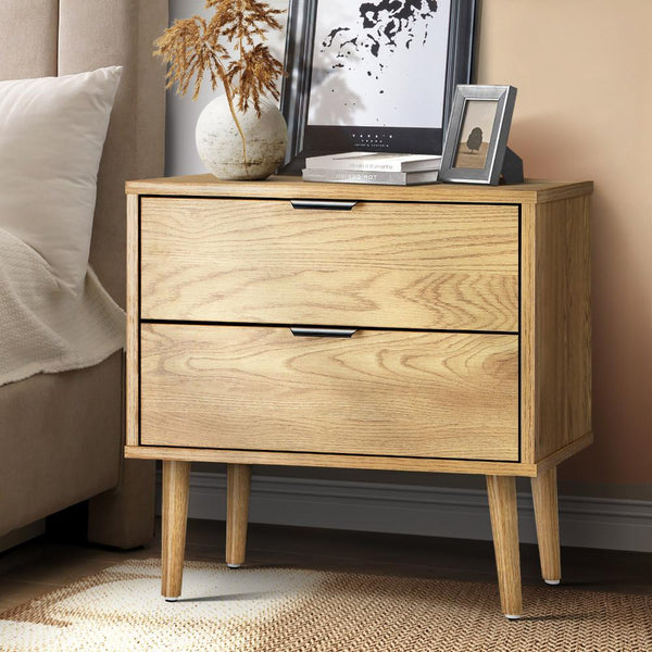  Bedside Tables Side Table 2 Drawers Bedroom Furniture Storage Cabinet