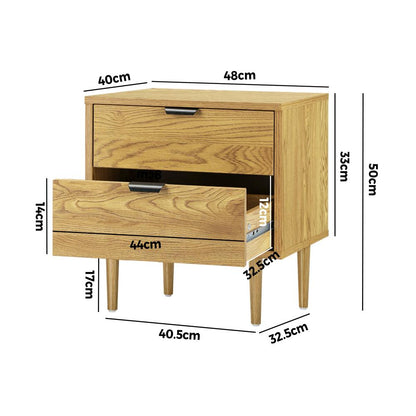 Bedside Tables Side Table 2 Drawers Bedroom Furniture Storage Cabinet